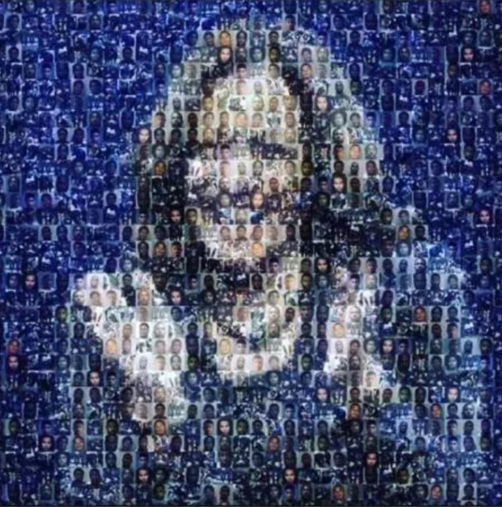 pictures of black men Kamala Harris prosecuted turned into a portrait mosaic