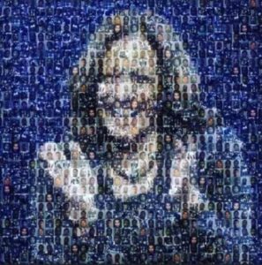 pictures of black men Kamala Harris prosecuted turned into a portrait mosaic